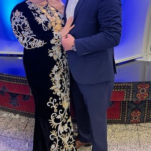 Custom made black velvet Moroccan kuftan